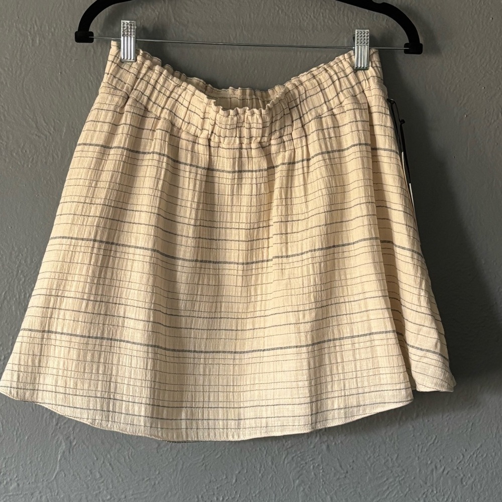 1.State In Bloom Textured Mini Skirt Striped Porcelain Blue NWT Size L
